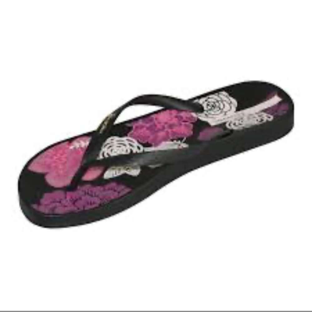 Ipanema Temas Ana Bloom Casual Flip Flop Sandals Black Pink Womens Size 5 NEW